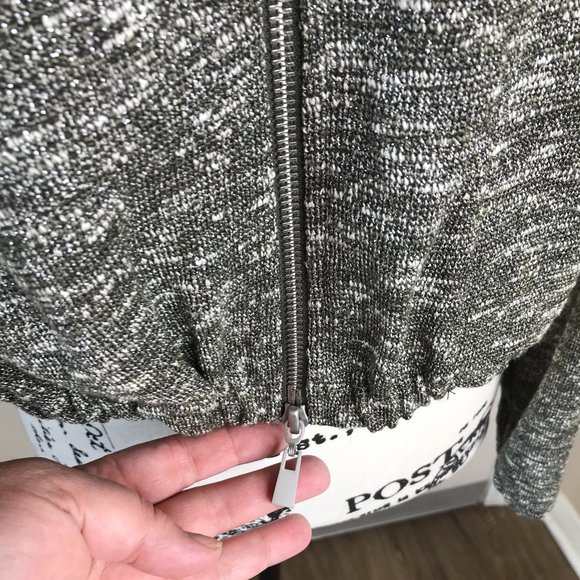 NWOT Worth Zip Front Collarless Crop Jacket Green/Ivory Metallic ~ Size XS - Picture 3 of 8